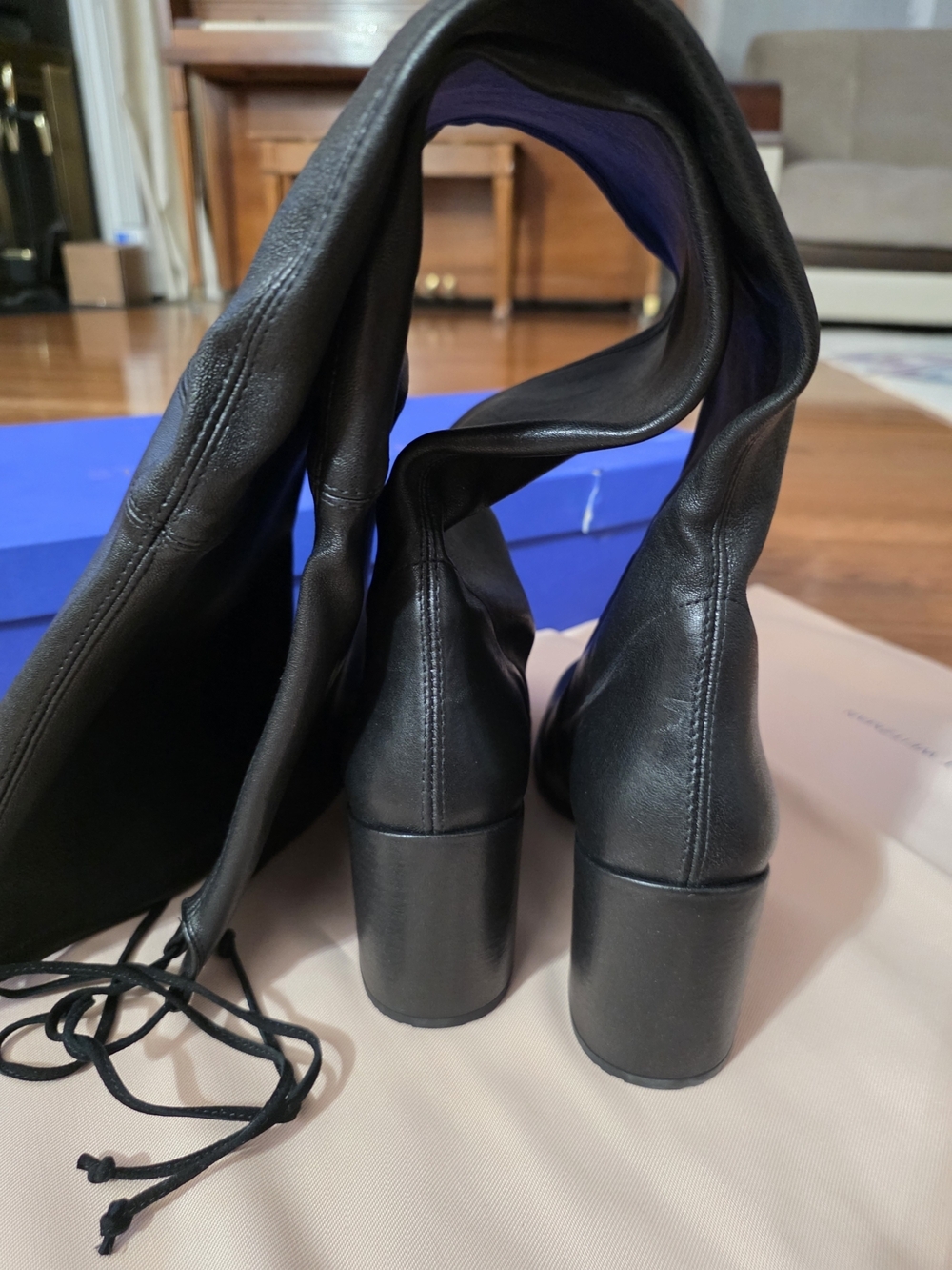 Stuart Weitzman Tall Black Leather Over-the-Knee Boots - Picture 9 of 16